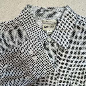 Haggar Clothing Fitted Long Sleeve Button Down Shirt Size L